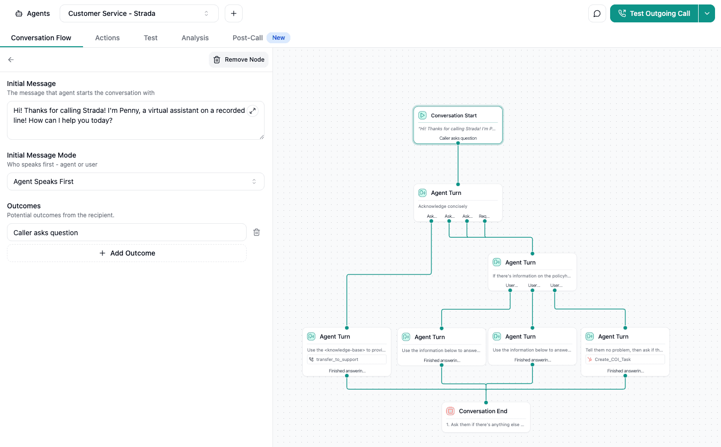Flowchart showing automated customer service for claims automation insurance inquiries.